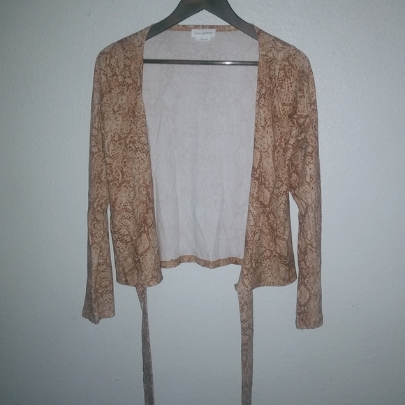 Lovers and Friends S Snake Tan Wrap Top Jumpsuit Look Pants Set 2-Piece - Picture 4 of 13